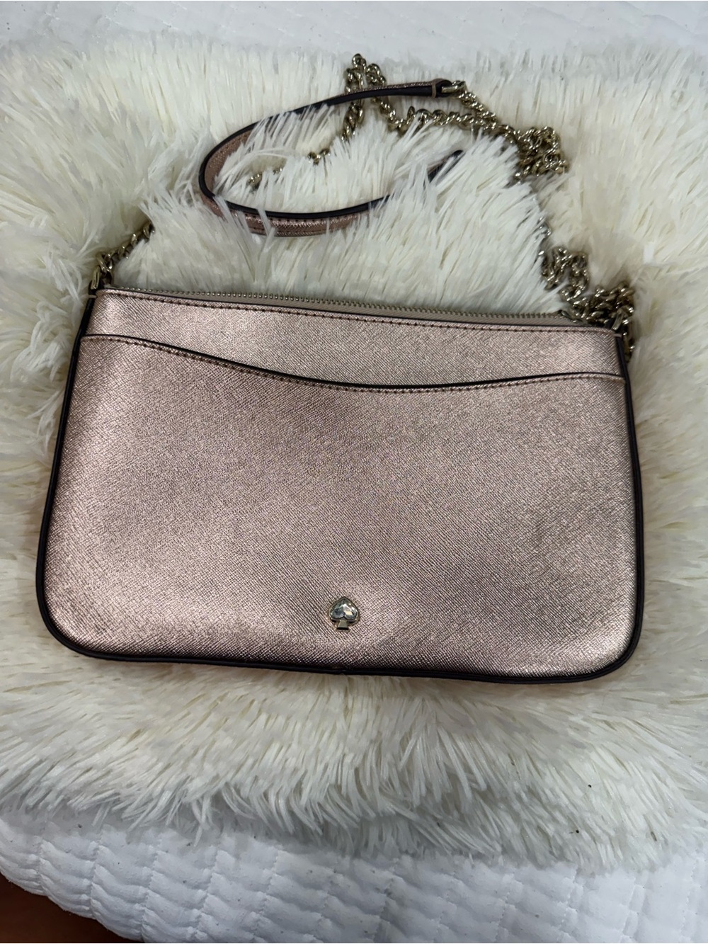 kate spade Metallic Rose Gold Shoulder Bag with Chain Strap